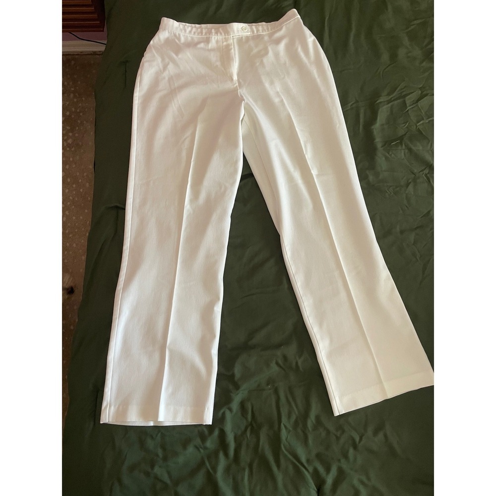 Investments Womens White Straight Leg Dress Pants Mid Rise Size 16 - Picture 3 of 12